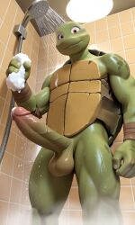ai_generated balls bath donatello_(tmnt) glans male naked nude penis pixai sexy shower showering soap teenage_mutant_ninja_turtles teenage_mutant_ninja_turtles_(2012) turtle turtle_shell veiny_penis
