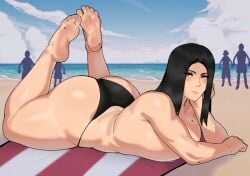 1boy 2d age_difference alternate_version_available androgynous arc_system_works ass barefoot beach big_ass bikini_bottom black_hair bubble_ass bubble_butt color crowd emo feet femboy femboy_focus full_color goth guilty_gear guilty_gear_strive huge_ass johnv large_ass legs_up light-skinned_femboy light-skinned_male light_skin long_hair looking_at_viewer lying male male_focus non on_stomach otoko_no_ko pretty_boy public public_exposure red_eyes shirtless skindentation solo sunbathing testament_(guilty_gear) the_pose thick thick_ass thick_thighs thong topless trap voluptuous voluptuous_femboy voluptuous_male