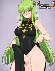 1futa 2025 ai_generated artist_name balls bare_shoulders blush breasts c.c. clothes_lift cock code_geass dick dress dress_lift erection erection_under_clothes eyebrows_visible_through_hair foxenpai futa_only futanari green_hair hi_res high_quality high_resolution highres intersex lifted_by_self light-skinned_futa long_hair looking_at_viewer patreon patreon_username penis precum skirt_lift sleeveless solo stable_diffusion testicles uncensored veiny_penis very_long_hair watermark yellow_eyes