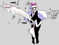 1futa balls breasts clothed clothing fairy futa_only futanari huge_cock human hyper hyper_penis intersex light_skin lotty_(megadingus) megadingus mostly_clothed original_character penis penis_growth precum simple_face solo spell text thick_thighs