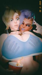 2girls 3d activision angela_ziegler ass ass_bigger_than_head big_ass big_breasts big_thighs bigger_female blizzard_entertainment breast_grab breast_grab_from_behind breasts breasts_bigger_than_head brown-skinned_female brown_body brown_skin curvaceous curvy curvy_figure female groping_from_behind hips huge_ass huge_breasts huge_thighs jimmy144 large_ass large_breasts large_thighs larger_female light-skinned_female light_skin macro macro_ass macro_female male male/female mature mature_female mercy micro micro_male micro_on_macro olivia_colomar overwatch scrag_boy_(model) scrag_mercy scrag_sombra scraggle shorter_male slim_waist sombra straight taller_female tan-skinned_female tan_body tan_skin thick thick_hips thick_legs thick_thighs thighs thighs_bigger_than_head voluptuous waist wide_hips wide_thighs