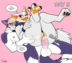anthro balls blonde_hair bodily_fluids border_collie canid canine canis claws collie conditional_dnp cum cum_in_vagina cum_inside cumshot dean_(drako1997) dialogue domestic_dog drako1997 duo ejaculation english_text erection eyewear eyewear_only female female_orgasm female_penetrated fur genital_fluids genitals glasses glasses_only hair herding_dog hi_res humanoid_genitalia humanoid_penis male male/female mammal meme neve_(deidra) no_nut_november no_nut_sabotage nude nude_female nude_male orange_pussy orange_tongue orgasm pastoral_dog pawpads penetration penis purple_body purple_fur pussy sex sheepdog text toe_claws vaginal vaginal_fluids vaginal_insertion vaginal_penetration vaginal_sex vaginal_squirting vaginal_squirting_while_penetrated wearing_glasses white_body white_fur