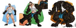 abs bara brown_hair bulge furry male_only muscle_growth muscles muscular muscular_male rhinoking ripped_clothing tail transformation werewolf