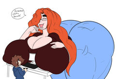 big_ass big_breasts breasts giantess height_difference huge_ass huge_breasts owl_(owlizard) owlizard red_hair redheadchan size_difference