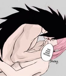 1boy 1girls age_difference black_hair breasts dialogue female french_kiss french_kissing haruno_sakura kissing long_hair male naked naruto naruto_shippuden nude open_mouth pink_hair sakura_haruno sex shaahrazad straight text uchiha_madara wavy_hair