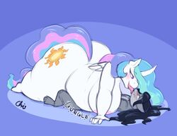 1boy 1girls alicorn anthro belly big_belly big_breasts breasts canid canine canis cutie_mark duo equid equine female female_pred friendship_is_magic horn horse huge_breasts licking male male_prey mammal my_little_pony nekocrispy nipples nude overweight overweight_female pinned pony princess_celestia_(mlp) simple_background size_difference straight tongue tongue_out vore wide_hips wings wolf