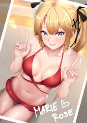 1girls blonde_hair bra breasts cleavage dead_or_alive dearonnus female female_only looking_at_viewer marie_rose solo twintails