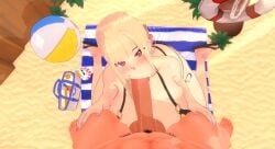 1boy 1girls 3d :>= animated beach beach_ball beach_towel big_breasts big_penis bikini blonde_hair blowjob breasts breasts_bigger_than_head canon_couple couple double_v fellatio female giddora gojou_wakana gustavo40 gyaru huge_breasts kitagawa_marin koikatsu large_breasts large_penis longer_than_30_seconds looking_at_viewer loop male male_pov married_couple outdoors penis pov red_eyes sono_bisque_doll_wa_koi_wo_suru sound swimsuit uncensored v_sign video wedding_ring