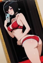 1girls ai_generated big_ass big_breasts breasts busty curvy detailed_background female female_only heavy_blush hotel_transylvania huge_breasts looking_pleasured male/female mavis_dracula mirror mirror_selfie nipple_slip nipples nude open_mouth perky_breasts pleasure puffy_nipples selfie showing_off solo squeeshyai submissive submissive_face thick thighs wide_hips