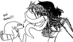 1boy big_breasts breasts creepy horse long_tongue male megadingus messy_hair monster nightmare_fuel nightmare_waifu scarecrow scary straw tongue