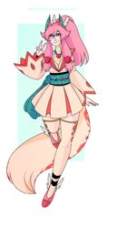 animal_ears female merunyaa pink_hair solo tail