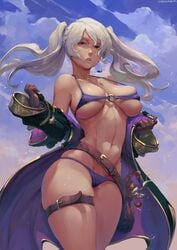 1girls bikini breast_press cleavage curvy cutesexyrobutts female female_only female_protagonist fire_emblem fire_emblem_awakening fire_emblem_heroes large_breasts nintendo purple_bikini robin_(female)_(summer)_(fire_emblem) robin_(fire_emblem) robin_(fire_emblem)_(female) solo standing thick_thighs thighs twintails underboob voluptuous white_hair wide_hips