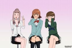 clothing digimon digimon_adventure_tri. dildo_chair dildo_sitting hikari_yagami human mimi_tachikawa nascreant skirt sora_takenouchi