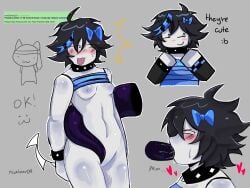 areolae artist_name blowjob blush breasts featureless_crotch forsaken forsaken_(roblox) mostly_nude nipples oral party_two_time pizzalover04 request roblox roblox_game robloxian scenecore self_upload short_hair spiked_bracelet spiked_collar tail tentacle thighs two_time