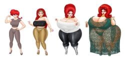 1girls ass_expansion bbw big_breasts body_expansion bouffant braided_hair breast_expansion breasts cleavage corruption curvy female full_body fully_clothed hi_res high_heels highres hip_expansion hips_wider_than_shoulders hoop_earrings huge_ass huge_breasts huge_thighs mature_female milf milfification negligee ponytail ranma-chan ranma_1/2 ranma_saotome red_hair saturnxart sequence thick_thighs thigh_expansion transformation transformation_sequence venus_body wide_hips