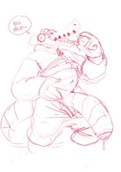 absurd_res alligator anthro big_penis crocodilian half-erect hi_res huge_cock humanoid_penis latch lethal_league looking_at_viewer male male_only monochrome penis reptile scalie serex sketch smile solo standing tongue tongue_out uncut unzipped vein