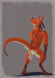 anthro anus ass female hi_res kobold looking_back nude presenting presenting_hindquarters presenting_pussy pur3 pussy scalie solo tongue