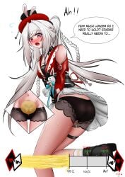 1girls 1woman bladder bladder_bulge bladder_desperation blush blush_face blushed_face blushing_at_viewer blushing_female blushing_profusely brown_panties bunny desperate desperation embarrassed female hands_on_pussy hat honkai honkai:_star_rail legs legs_crossed memoire panties panting pants peeing peeing_on_floor peeing_self red_clothing red_eyes see-through see-through_clothing see-through_panties shaking shaking_legs shoes skirt sparxie_(honkai:_star_rail) squirming squirting sweat thought_bubble thought_bubbles thought_cloud thoughts top_hat urine white_background white_body white_hair white_skin