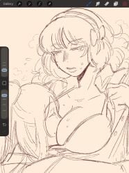 1boy 1boy1girl 1girls 1girls1boy big_breasts bitepilled bra breasts breasts_in_face face_in_breasts hong_lu hong_lu_(limbus_company) ishmael_(limbus_company) limbus_company project_moon tagme