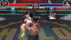 1boy 1girls 3d 3d_(artwork) big_breasts bikini black_boxing_gloves black_gloves black_hair body_shot boxing boxing_gloves boxing_ring breasts cleavage crossover dark-skinned_male dark_skin female_domination femdom fight fighting fighting_ring gameplay_mechanics geekboy21 health_bar huge_breasts inkling inkling_boy jay_newman kabalmystic_(style) large_breasts long_hair mikumikudance mmd needlemouse_(series) nintendo origin original_character red_eyes sarah_henderson_(needlemouse) sharp_teeth smile splatoon splatoon_(series) thick thick_thighs thighs