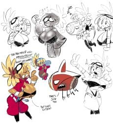 big_breasts bikini_top blonde_hair bombshell brown_hair dark-skinned_female goggles goggles_on_head hairband jumpsuit mascot mechanic monkey monkey_girl multicolored_hair nitro_gal paintbrush sleeping sweat sweating sweaty tan_body tan_skin theguywhodrawsalot tongue_out two-tone_hair wrench