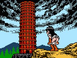 8-bit ass black_hair boots bottomless bottomless_skirt cliff clothing clouds druaga_no_tou female female_only flashing forest gloves ki_(druaga) looking_back mooning namco nes panties panties_down panty_pull pixel_art removing_panties saiwai_hiroshi solo solo_focus sprite_art tower tower_of_druaga upskirt video_games white_panties