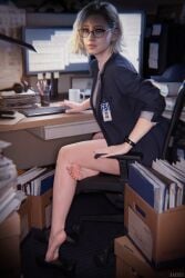 1girls 2026 2:3 3d absurd_res artist_name badge bare_legs bare_thighs barefoot biohazard blender blender_(artwork) blonde-haired_female blonde_female blonde_hair capcom chromatic_aberration cute cute_face cute_female cute_girl depth_of_field detailed_background fbi fbi_agent fbi_badge feet feet_fetish female female_only foot_fetish glasses grace_ashcroft grace_ashcroft_(fbi_outfit) hakkux headphones id_card looking_at_viewer mug nathan_dempsy no_pants office office_lady pantless platinum_blonde_hair realistic resident_evil resident_evil_9:_requiem shoes_removed short_hair sole_female soles soles_fetish solo toes toes_scrunch watermark wavy_hair white_female