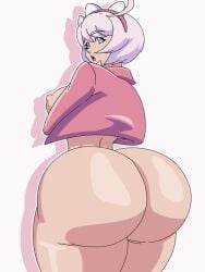 1girls 2d 2d_animation animated animation ass_body big_ass big_breasts blue_eyes bottom_heavy breasts breedable_hips bubble_ass bubble_butt canon_snowbunny drawingstiv elphelt_valentine female female_only guilty_gear guilty_gear_strive huge_ass jacket looking_at_viewer looking_back nude nude_female pawg sound thighs twerk twerking video white_hair