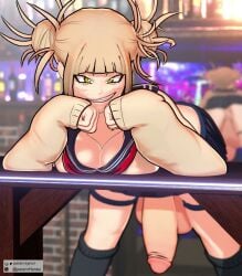 1futa 3d 3d_animation animated big_penis blonde_hair breasts cleavage futa_focus futa_only futanari himiko_toga huge_penis large_breasts large_testicles looking_at_viewer my_hero_academia penis peterraynor school_uniform solo solo_futa tagme testicles video yellow_eyes