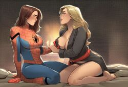 2girls ai_generated avengers big_ass big_breasts big_thighs breasts captain_marvel carol_danvers curvaceous curvy curvy_figure digital_media_(artwork) female female_only genderswap_(mtf) hips hourglass_figure huge_ass huge_breasts huge_thighs large_ass large_breasts large_thighs legs light-skinned_female light_skin marvel marvel_comics mature mature_female ms._marvel ms._marvel_(carol_danvers) peter_parker petra_parker phophopho rule_63 slim_waist spider-man spider-man_(series) spider-woman thick thick_hips thick_legs thick_thighs thighs voluptuous waist wide_hips wide_thighs
