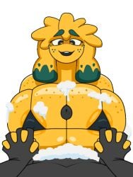 animated animated_gif anthro beat_banger big_breasts bikini bikini_top breasts gif hand_holding holding_hands huge_breasts large_breasts loop nipple_bulge paizuri pov_male soap soap_bubbles splurtcore(artist) sponge sponge_girl titjob yellow_body