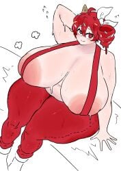 1girl areola areola_slip areolae areolas arm_behind_head bbw big_areola big_areolae big_areolas blush breasts chamtree chubby chubby_female digital_drawing_(artwork) digital_media_(artwork) drill_hair fat fat_woman fatass_teto gigantic_breasts hair_ribbon hair_tubes heart heart-shaped_pupils huge_areola huge_areolae huge_areolas kasane_teto large_areolae large_areolas light_areola light_areolae massive_areola massive_areolae massive_areolas navel overweight overweight_female pants red_eyes red_hair red_pants ribbon sagging sagging_boobs sagging_breasts saggy saggy_boobs saggy_breasts short_hair sitting smile solo suspenders sweat symbol-shaped_pupils thick_thighs thighs topless_female twin_drills utau vocaloid white_background white_ribbon