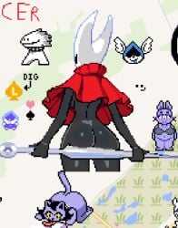 ass big_ass black_skin cloak hollow_knight hollow_knight:_silksong hollow_knight_(franchise) hornet_(hollow_knight) partially_clothed solo upskirt wplace