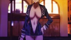 animated awashima_seri blonde_hair breasts k_(anime) navel no_sound panties tagme torn_clothes video