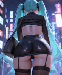 1girls ai_generated animated ass ass_focus big_breasts black_bra black_panties blue_hair breasts goddess_of_victory:_nikke jacket jashin_sama lace lace_trim large large_ass large_breasts looking_at_viewer looking_back nikke panties privaty_(nikke) privaty_(sharp_lesson)_(nikke) tagme video