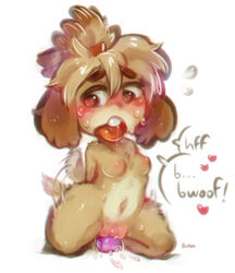 <3_eyes 2019 animal_crossing anthro blush breasts canid canine canis domestic_dog female fur hair heart isabelle_(animal_crossing) mammal masturbation nintendo nipples nude open_mouth panken penetration pussy sex_toy shih_tzu simple_background solo speech_bubble sweat tailwag vaginal_masturbation vaginal_penetration vaginal_penetration video_games yellow_fur