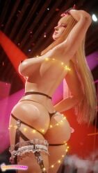 1girls 3d 3d_render arms_up artist_name ass bandai_namco blender_cycles blonde_hair breasts emilie_de_rochefort fingerless_gloves gloves long_hair makeup panties pinkmilkshake standing tekken tekken_8