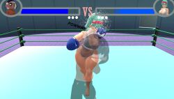 1boy 1girls 3d 3d_(artwork) big_breasts black_boxing_gloves black_gloves blue_boxing_gloves blue_gloves blue_hair boxing boxing_gloves boxing_ring breasts bulma_briefs_(frieza_saga) cleavage crossover dark-skinned_male dark_skin dodge dodging dragon_ball dragon_ball_z fight fighting fighting_ring gameplay_mechanics geekboy21 gloves health_bar huge_breasts indoors inkling inkling_boy jay_newman kabalmystic_(style) large_breasts milf mixed_boxing original original_character punch punching punching_face ryona short_hair sparring splatoon splatoon_(series) sports_bra sports_panties thick thick_thighs thighs wide_hips