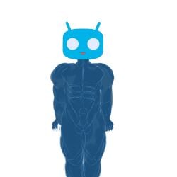 1boy android bald balls bugdroid male male_only muscular nude penis shitpost unfinished