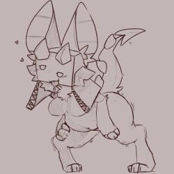 bat_ears box_head chubby chubby_female chubby_furry cute cute_face cute_furry dragon_tail drooling drooling_tongue fat_ass female female_furry female_only fluffy furry_female horns jiggling_ass legs_apart paws shaking_legs teasing tongue_out wiggling_ass