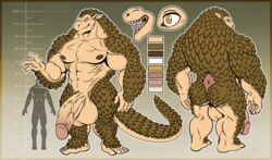 anthro big_penis flaccid male model_sheet monster muscular neodokuro penis scales solo standing testicles