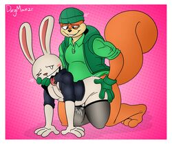 anal bunny finger_in_mouth fishnet_stockings fishnets gay max_(sam_and_max) rabbit sam_and_max squirrel yaoi