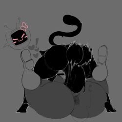 1:1 2026 absurd_res antenna_wire anthro anus ass balls big_balls big_penis biped black_balls black_body black_penis breasts cheek_spots closed_smile cofficremer duo exclamation_point eyelashes felid feline female for_a_head fur genitals grey_background heart_symbol hi_res humanoid humanoid_genitalia humanoid_penis inner_ear_fluff lying male male/female mammal mocha_(cofficremer) mouth_closed object_head on_back on_ground penetration penile penile_penetration penis screen screen_face screen_head sex simple_background smile tail tuft vaginal_penetration