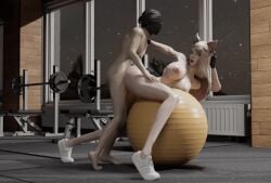 1boy 1girls 3d 3d_animation ahri athletic_female bent_over bent_over_surface big_ass big_breasts big_penis bigger_female blonde_female blonde_hair breasts_bigger_than_head busty doggy_style dominant_female exercise exercise_ball fit fit_female from_behind from_behind_position full_body head_between_breasts height_difference k/da_ahri league_of_legends light-skined_male light_skin long_hair long_legs shorter_male shorter_than_30_seconds size_difference slim_waist smaller_male sneakers standing_pose straight straight_sex taller_female thick_legs thick_thighs wide_hips younger_male