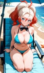 1girls 2025 absurdres ai_generated areolae bare_shoulders beach belly_button belly_button_piercing big_breasts bikini bikini_bottom bikini_top blonde_hair blue_eyes blue_sky blush breasts cleavage collarbone curvy_figure ear_piercing earrings exposed_breasts exposed_nipples exposed_pussy eyewear_on_head female game_freak glasses gradient_hair grise_(pokemon) griselle_(pokemon) hair_pulled_back highres holding holding_cup huge_breasts large_breasts large_thighs light-skinned_female light_skin looking_at_viewer multicolored_hair navel navel_piercing nintendo ocean open_mouth orange_hair orange_highlights outdoors palm_tree piercing pokemon pokemon_legends:_z-a ponytail pussy rcos red_hair red_swimsuit sharp_teeth shiny_skin short_hair sky smile solo stomach sweat swimsuit team_flare teeth thick_thighs tight_clothing tree twintails two-tone_hair water wet white_hair wide_hips