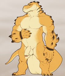 amit anthro crocodile fangs full_body lizard male male_only muscular penis reptile scalie solo standing tail