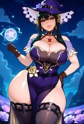 1girls ai_generated black_hair busty curvaceous curvaceous_body curvaceous_female curvaceous_figure curvy curvy_body curvy_female curvy_figure curvy_hips dreamcoreart female female_only hi_res highres huge_ass huge_breasts light-skinned_female lisa_(genshin_impact)_(cosplay) long_hair naughty_face solo solo_female spy_x_family stable_diffusion teasing teasing_viewer thick_thighs voluptuous voluptuous_body voluptuous_female yor_briar yor_forger