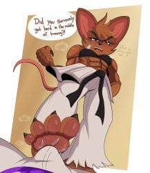 angry feet female foot_focus hi_res jemuosg male male/female mammal mouse murid murine muscular muscular_female olympia_(rivals_of_aether) rivals_of_aether rodent standing through_clothing