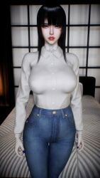 1female 1girls 2026 3d 4k asian asian_female bed bedroom big_breasts big_lips black_hair blue_eyes blue_nails breasts choker chromatic_aberration clothed clothing crashbanditkut curvaceous curvaceous_figure cute_face depth_of_field eyebrows eyelashes eyeliner eyeshadow female hair half-closed_eyes hi_res high_resolution highres human irritated jeans light-skinned_female light_skin lips lipstick long_eyelashes long_hair long_nails looking_at_viewer makeup mascara nail_polish nails original original_character ring shirt solo solo_female solo_focus standing sticker sticker_on_face straight teenage_girl teenager thick_lips virt-a-mate virtamate