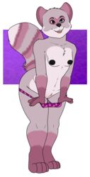 breasts eros_(dragonsmitty) female flat_colors furry heterochromia hi_res mammal os panties_pulled_down procyonid raccoon small_breasts solo transparent_background